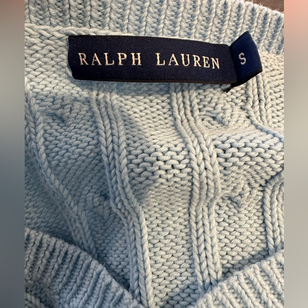 Polo Ralph Lauren V-neck cable-knit sweater - light blue - Picture 2 of 2